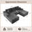 Koli Boneless U-shaped Cloud Sectional Sofa Couch, Compression Modular Sofa, Corduroy-10072533-10072532