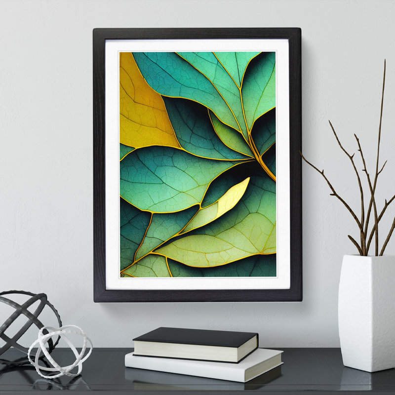 The Artsy Leaves - Single Picture Frame Painting, 64cm H x 46cm W x 2cm D, Black Framed
