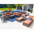 Ensemble complet de patio en rotin Sunbrella avec coussins 19 pièces Yussuf