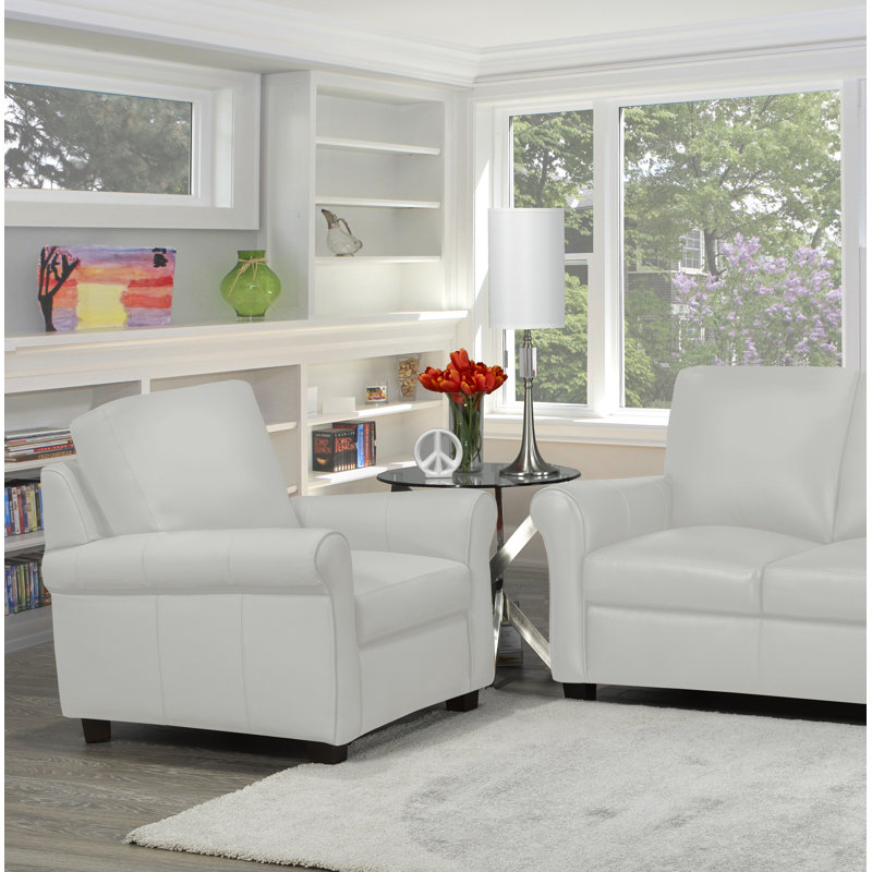 Fauteuil Ambrie, Cuir gris argenté