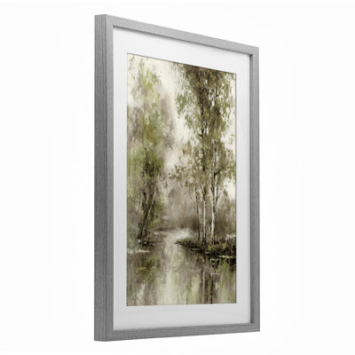 Spring Forest River Framed Print Under Glass, design by T.C. Chiu