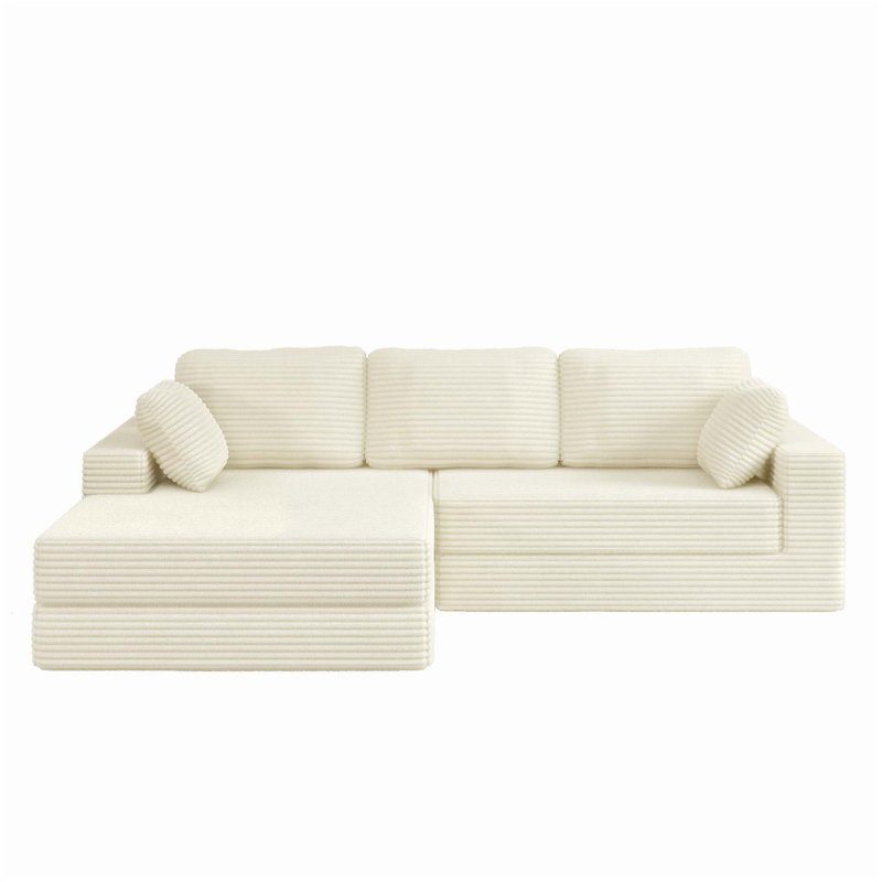 Versatile Modular Sectional Sofa with Transformable Design for Ultimate Comfort, Beige Foam, Left Hand Facing