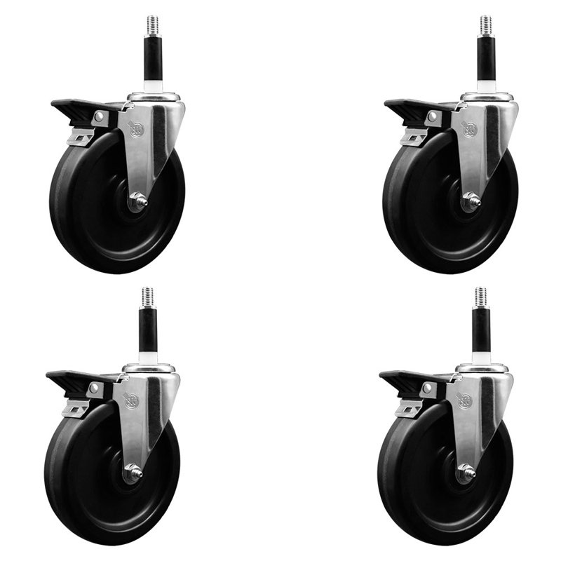 Ensemble de roulettes extensibles pivotantes 7/8 pouces avec frein Phenolique SCC