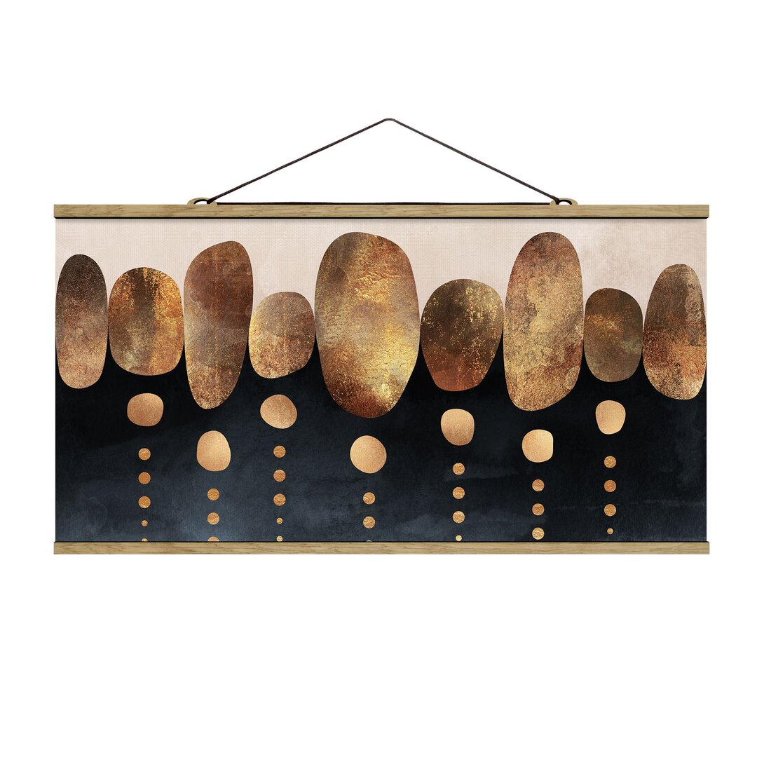 Stoffbild Abstract Golden Stones von Elisabeth Fredriksson