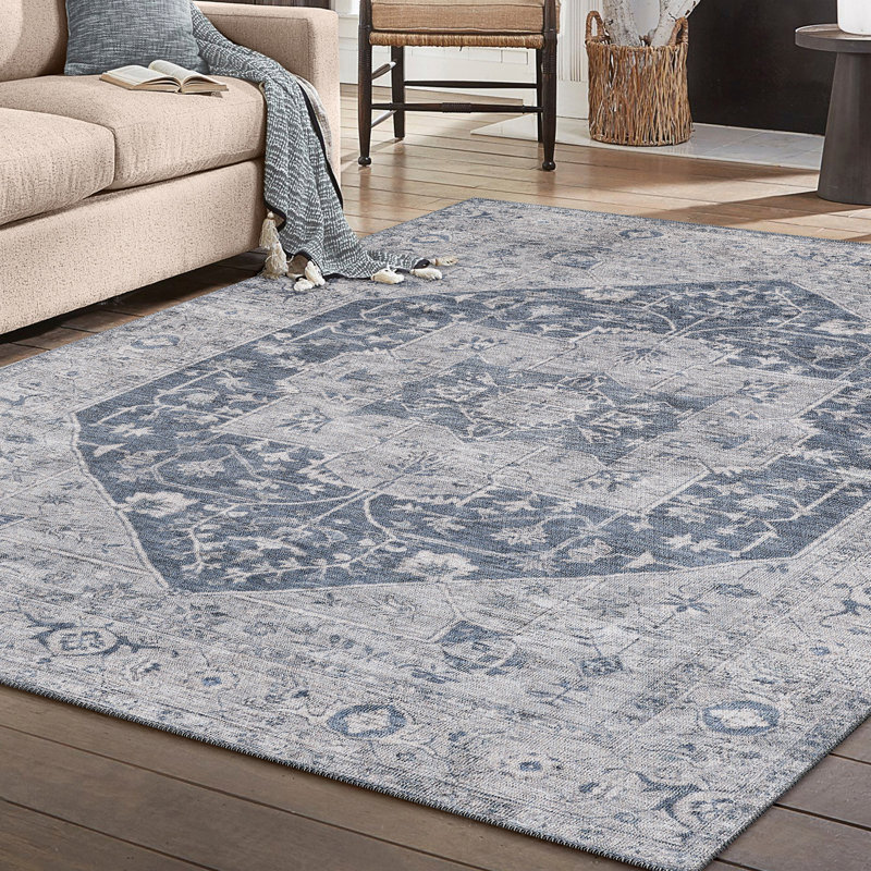 London Parisian Machine Woven Performance Area Rug - Denim - 8'4" x 11'6", 8'4" x 11'6"