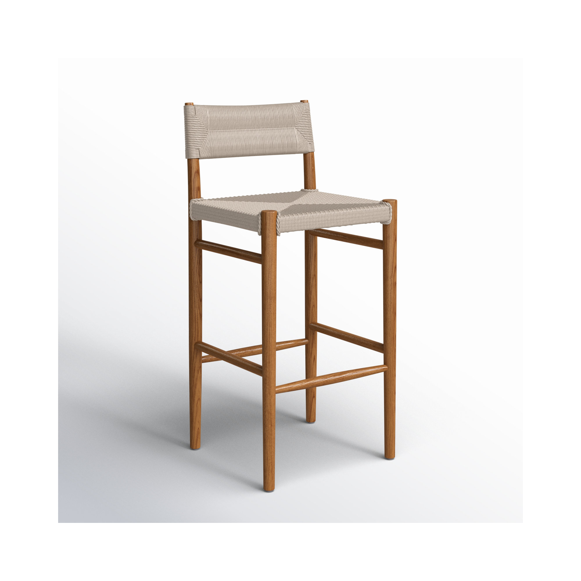 Teak Outdoor Bar Stool, 30", Light Brown, Natural Teak