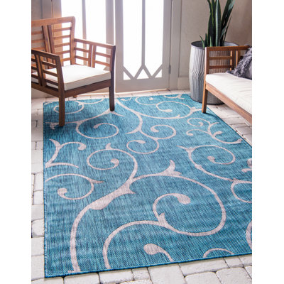 Tapis intérieur / extérieur turquoise clair Coutee