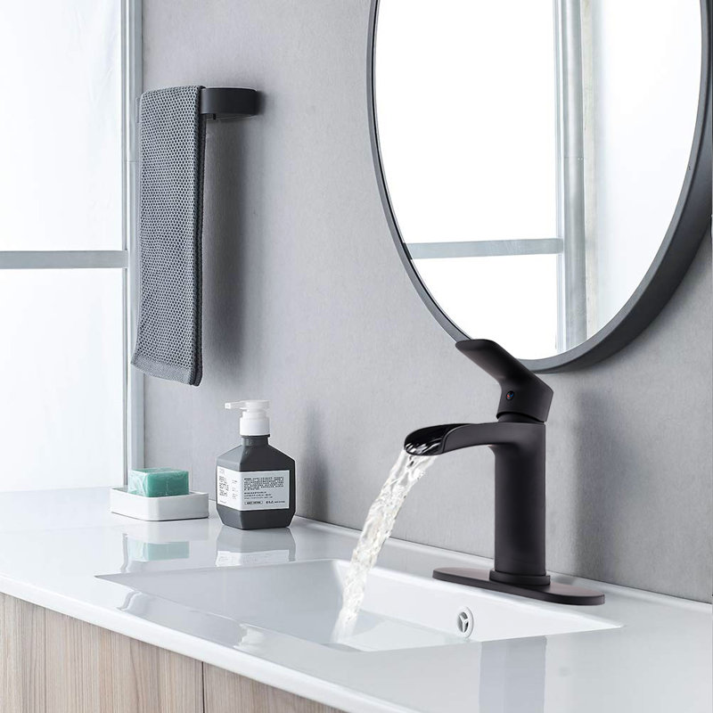 Robinet de salle de bain à un trou, Noir mat