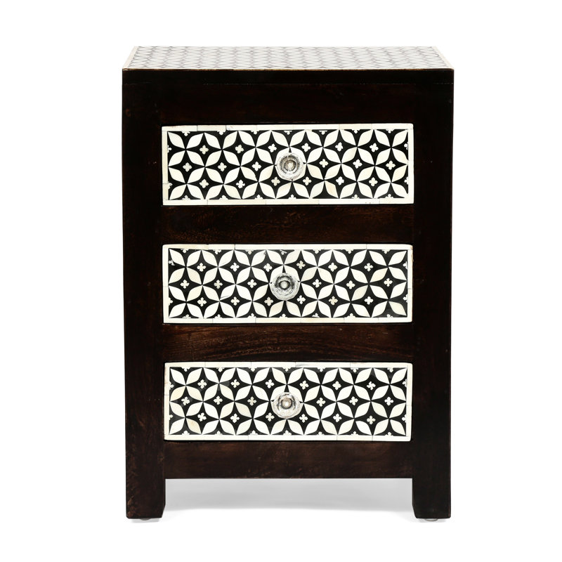 Table de chevet 3 tiroirs Mango Wood