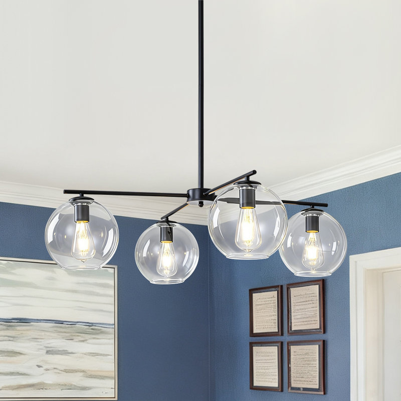 Lustre contemporain en verre transparent Quartet