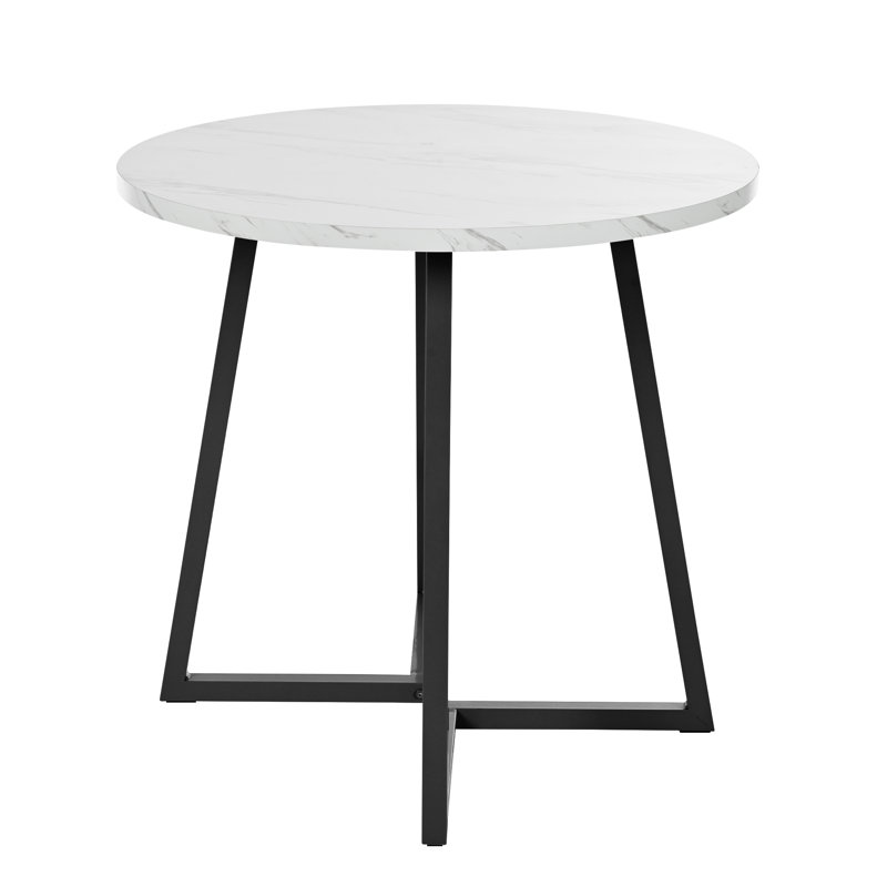 Carmaine Round Metal Base Dining Table, Black
