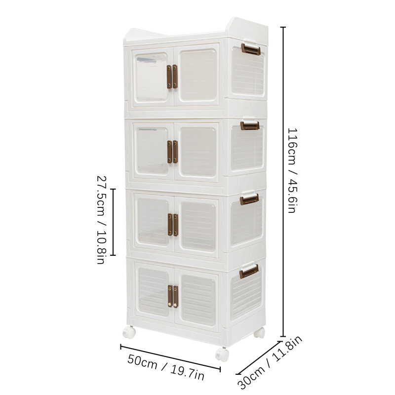 Mayley 4 Drawer Stackable Drawer with Locking Wheels