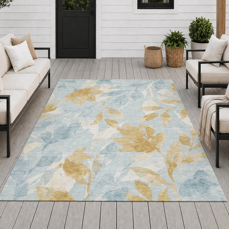 Tapis tropical intérieur / extérieur lavable à la machine Chantille ACN2960, Ciel, 10 pi x 14 pi