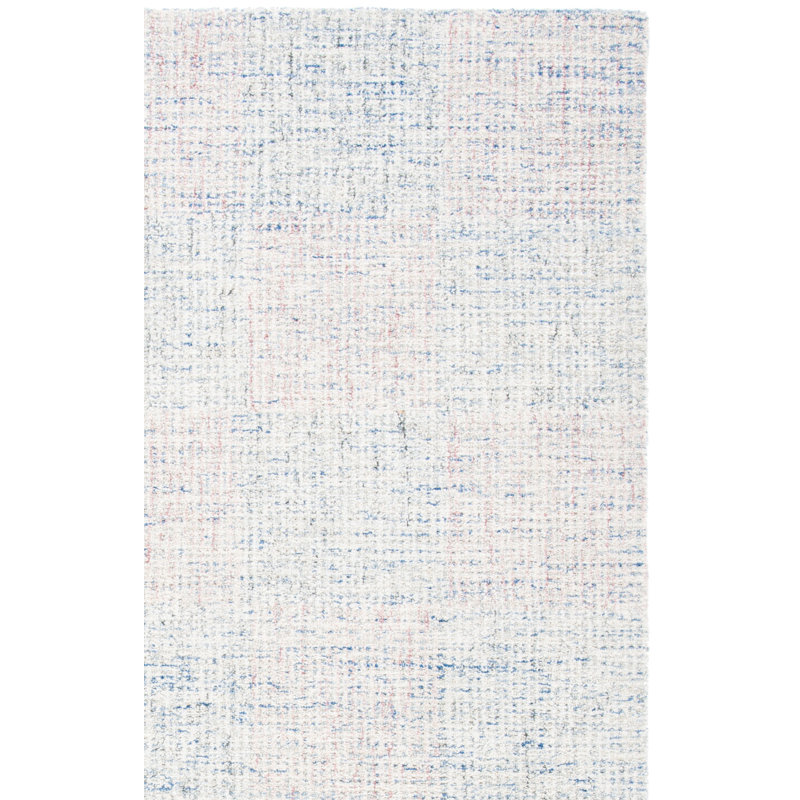 Tapis bleu / ivoire en laine touffeté à la main Zachary, Rectangle 8 pi x 10 pi