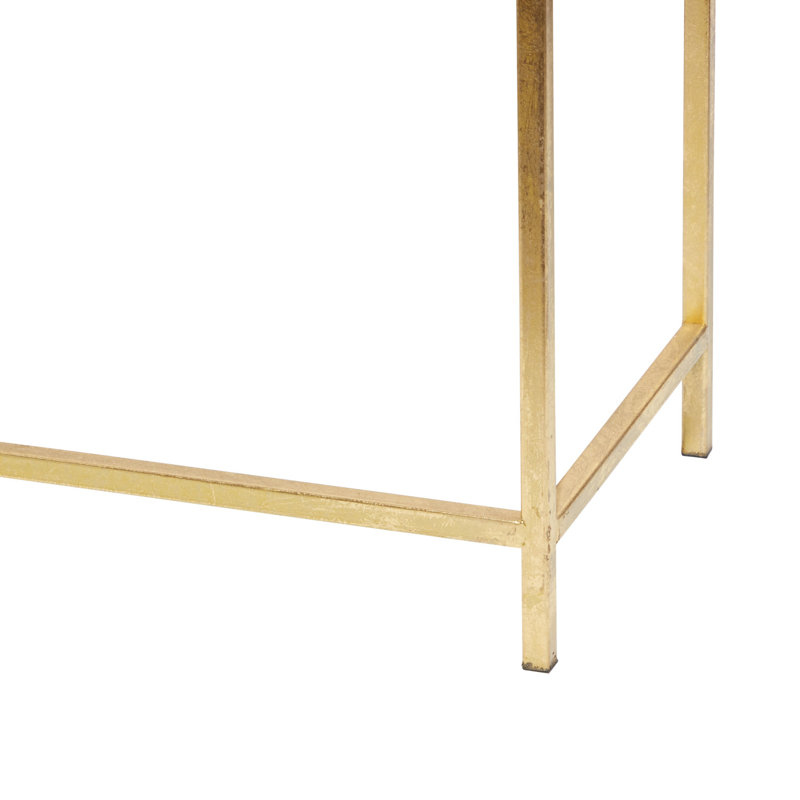 Blaine Wooden Nesting Tray Top Geometric Side End White Accent Table with Gold Metal Legs Set, 32" H x 40" W x 14" D