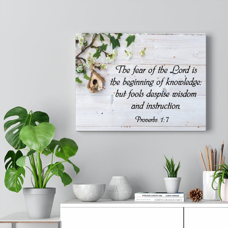 «The Fear of the Lord Proverbs 1: 7 Christian Home Decor», art mural prêt pour les Écritures, H 12 po x l 16 po x P 1,25 po