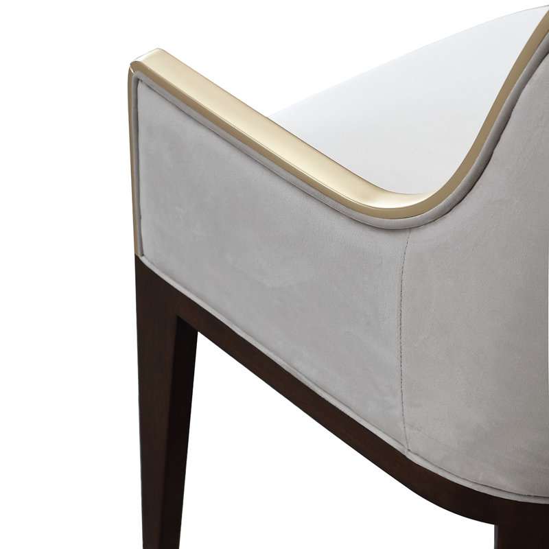 Houston Velvet Dining Arm Chair - Porcini Gray/Walnut