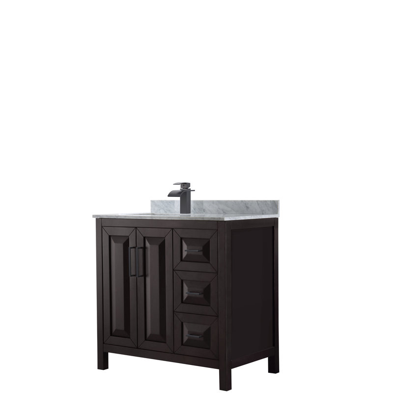 Ensemble de meuble-lavabo simple 36 po Daria, Espresso foncé, Noir mat
