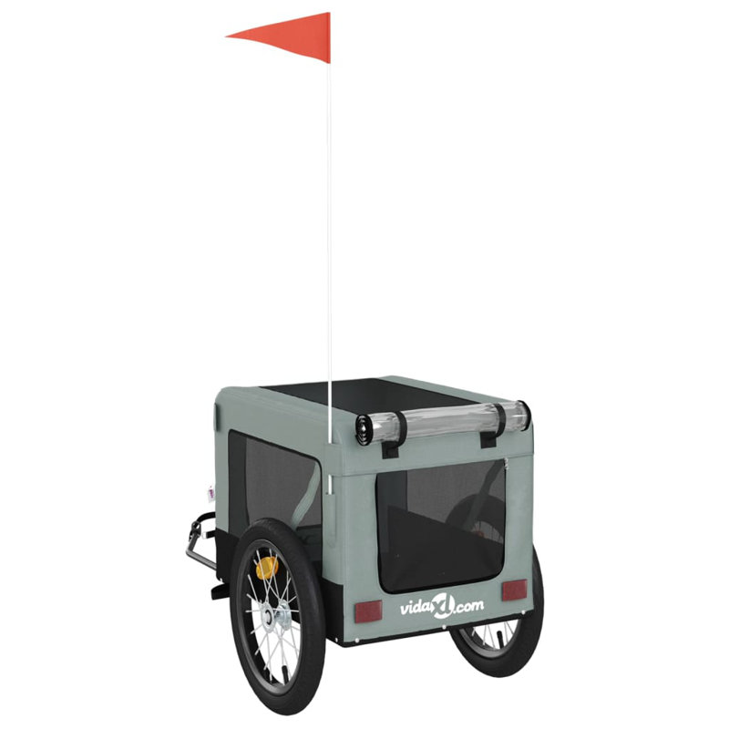 Gray and Black Oxford Fabric Pet Bike Cargo Trailer