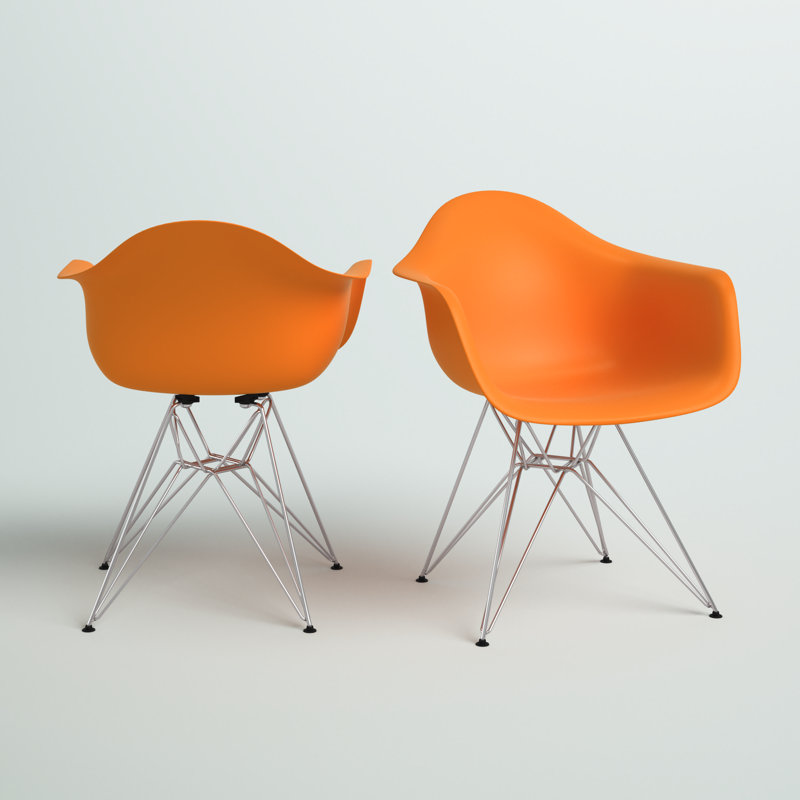 Chaise en plastique Herculaneum avec base chromée, Orange
