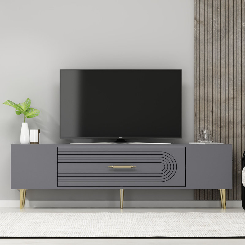 Olivia Unfinished TV Stand, 150cm, Grey/Gold