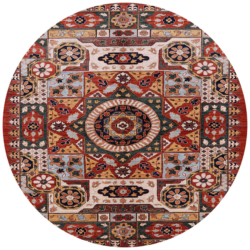 Tapis de style oriental rouge, Rond 8 pi