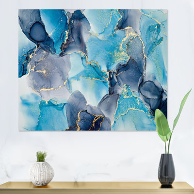 " Turquoise And Purple Luxury Abstract Fluid Art V " Painting Print