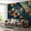 Panneau mural géométrique moderne en bois bleu moderne-244443495