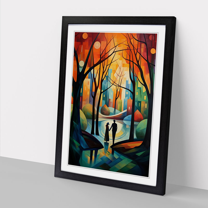 Central Park Cubism - Single Picture Frame Print on Wood, Black Framed, 64cm H x 46cm W x 2cm D