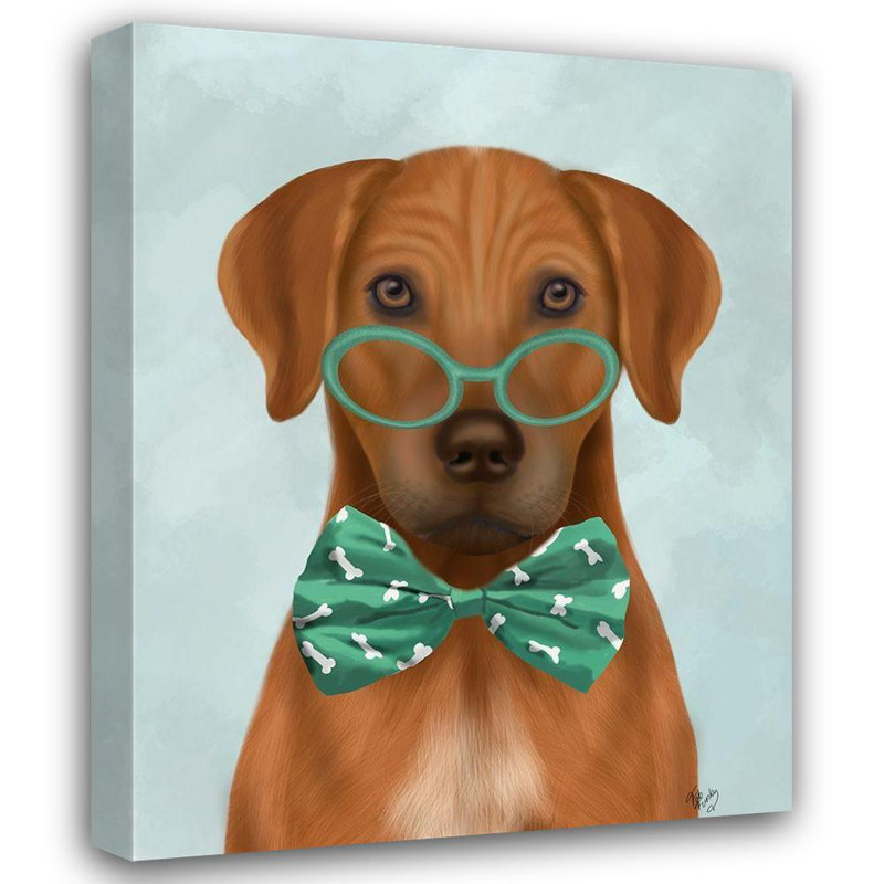 Art sur toile tendue avec toile Trinx Fab Funky, Rhodesian Ridgeback avec lunettes et nœud papillon, H 24 po x l 20 po