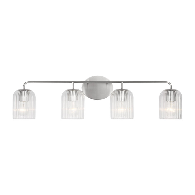 Grand meuble-lavabo Eisele de Génération Éclairage , Nickel brossé, H 8,75 po x l 33,75 po x P 6 po, Quatre lumières
