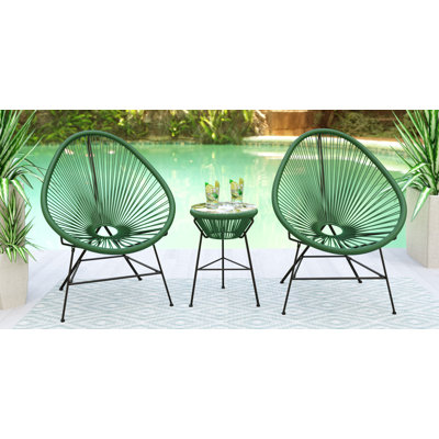 Chaise longue d'extérieur 3 pièces avec plateau en verre Chelsea-May Montara