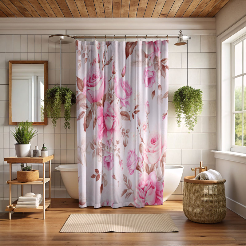 Rose Chic - Premium Shower Curtain, 74"H x 71"W