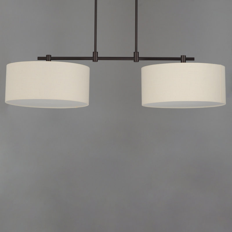 Luminaire suspendu pour îlot de cuisine 2 lumières Eronim, Bronze huilé, Beige