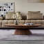 Table basse ovale luxueuse de couleur noyer clair-1313166151