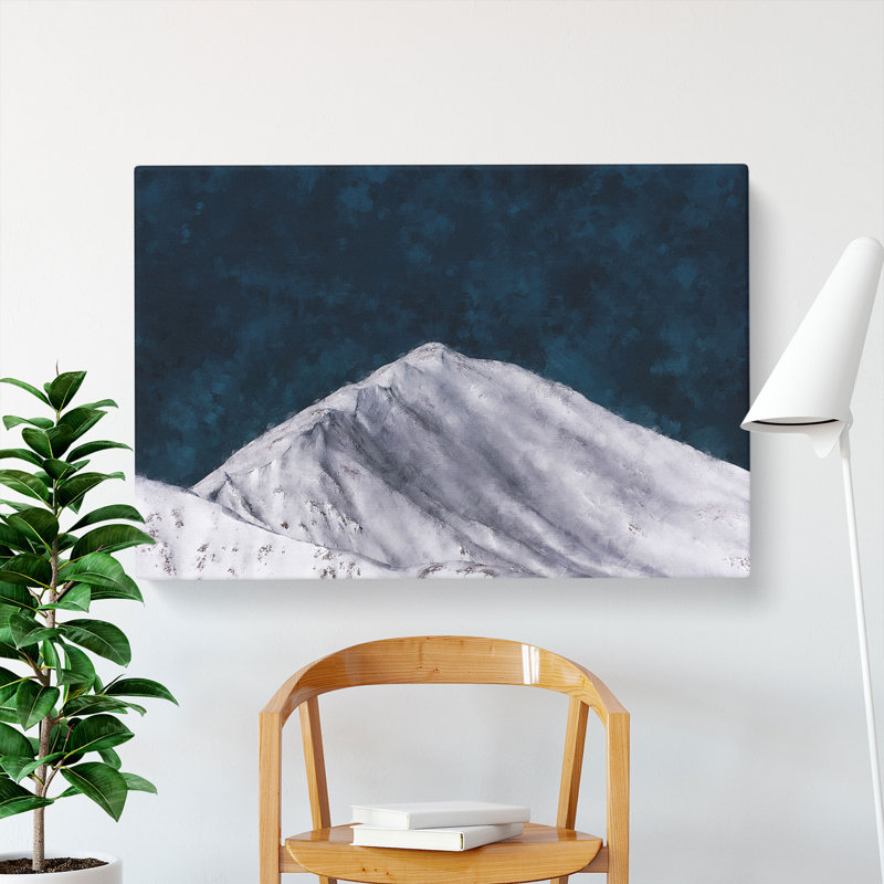 Snow Covered Mountain Ridge Painting - Wrapped Canvas Print, 35cm H x 50cm W x 3cm D