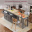 Îlot de cuisine 74,5 po avec table de salle à manger à rallonge, armoire 4 portes, 2 tiroirs et support à épices-1279414412