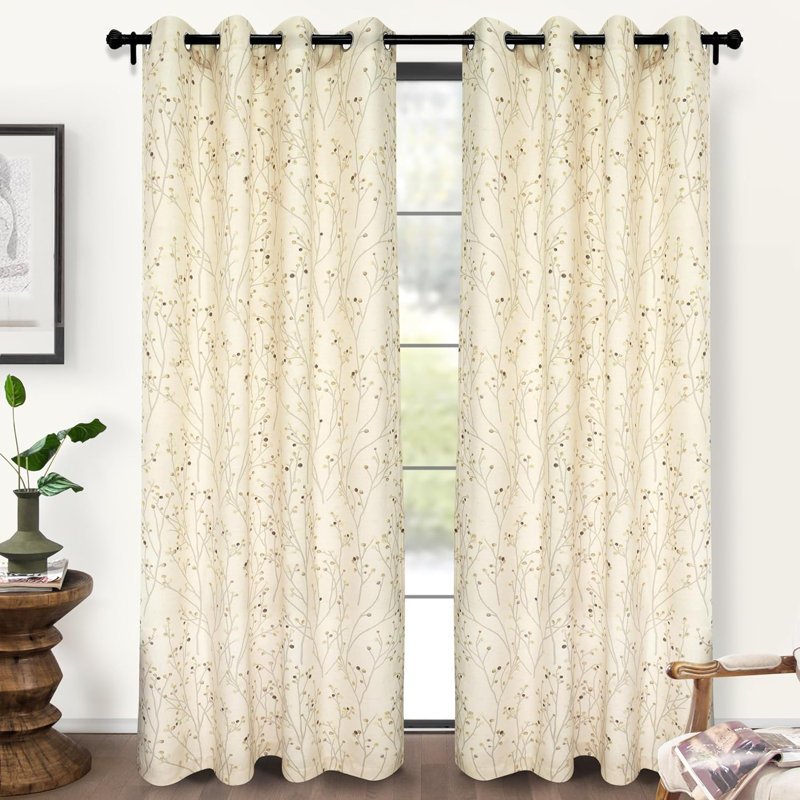 Bucks Room Darkening Curtain Pair, Beige, 50" W x 63" L