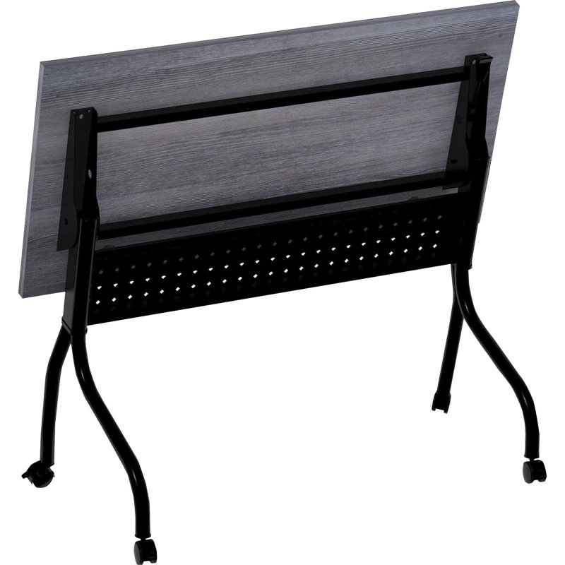 Charcoal Flip Top Training Table with Black Metal Base and Casters