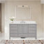 Dessus de meuble-lavabo en pierre 60 po x 22 po couleur d'ingénierie avec lavabo en céramique encastré et 3 trous de robinet avec dosseret