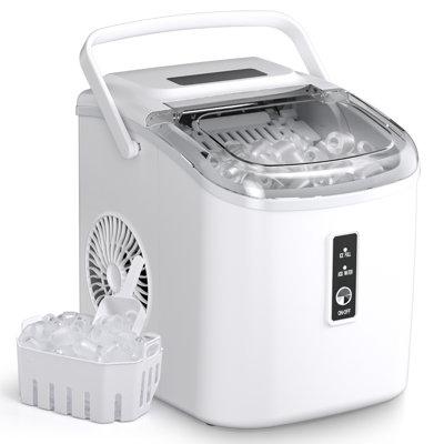 SimzLife 26Lbs. Machine à glaçons de comptoir quotidienne avec poignée, machines à glaçons autonettoyantes, 26 lb / 24 heures, 9 glaçons prêts en 6 minutes pour la maison / cuisine / bar / fête / camping