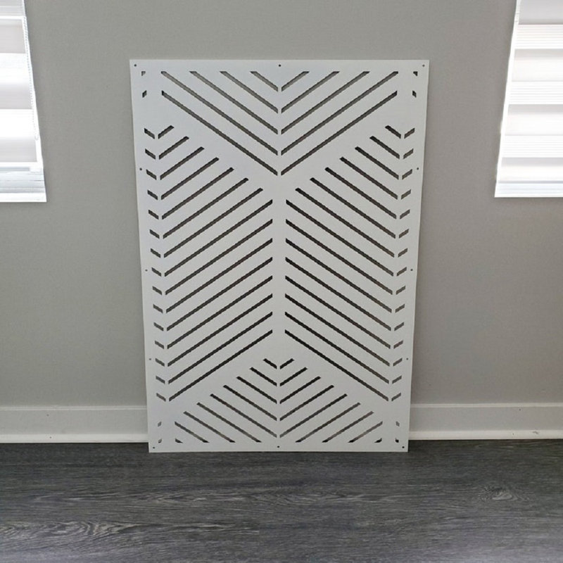 Panneau d'intimité en aluminium découpé au laser Modern, Noir Sandtex, L 36 po x H 60 po