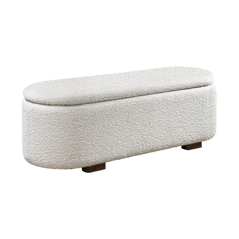 BANC DE 48,4 po AVEC RANGEMENT, BOUCLÉ BEIGE ET NOYER