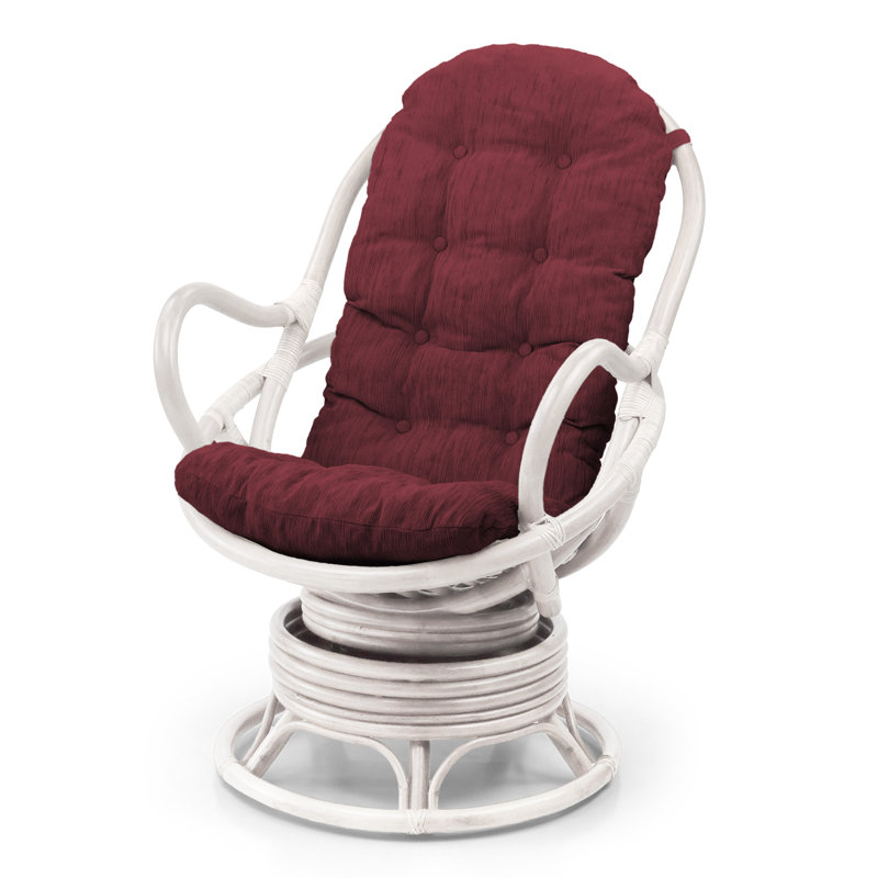 Fauteuil d'appoint pivotant en rotin Melbourne, Marron foncé, Blanc