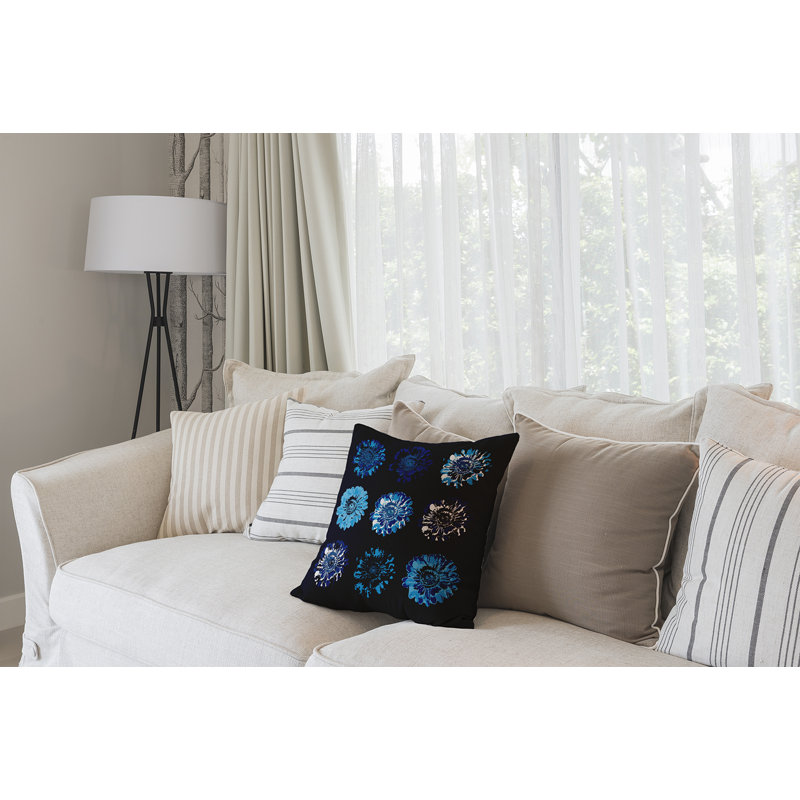 Housse et insert de coussin carré imprimé, H 16 po x l 16 po, Bleu marine
