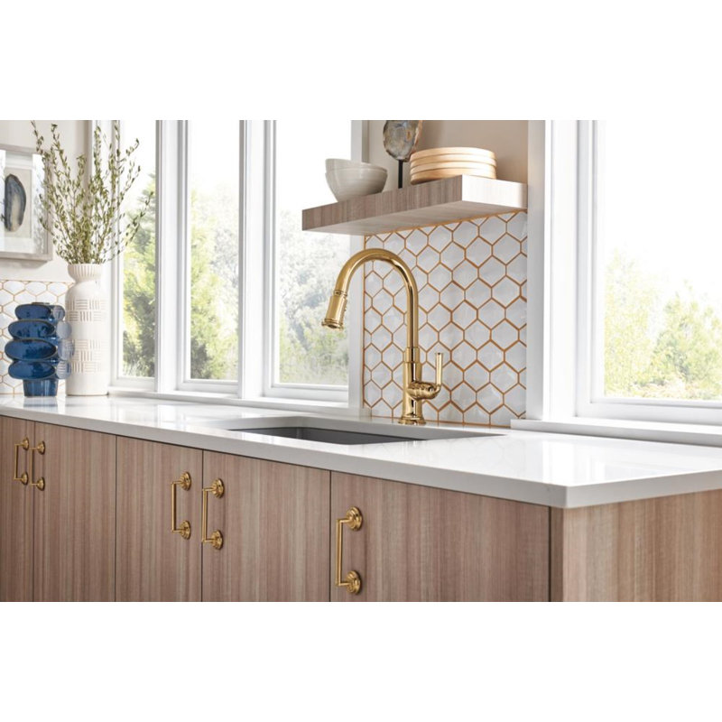 Rook® Pull-Down Single Handle Kitchen Faucet, Polished Gold