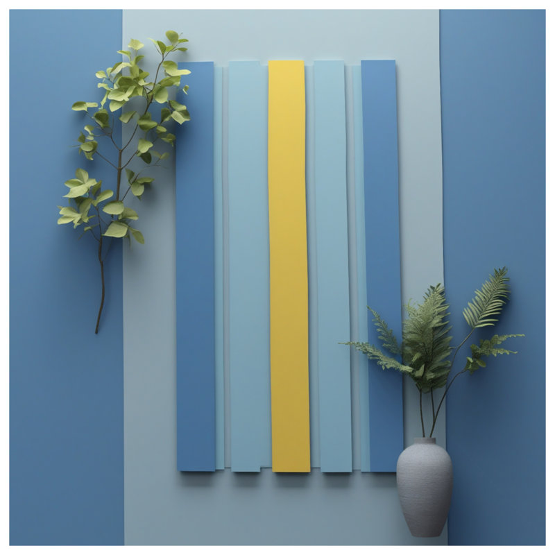 Vertical Blue Yellow Stripes Double Sided Throw Pillows, 20 x 20 inches
