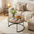 2-pieces Round Nesting Coffee Table Metal Frame And Wood Finish Side Tables-2117277710