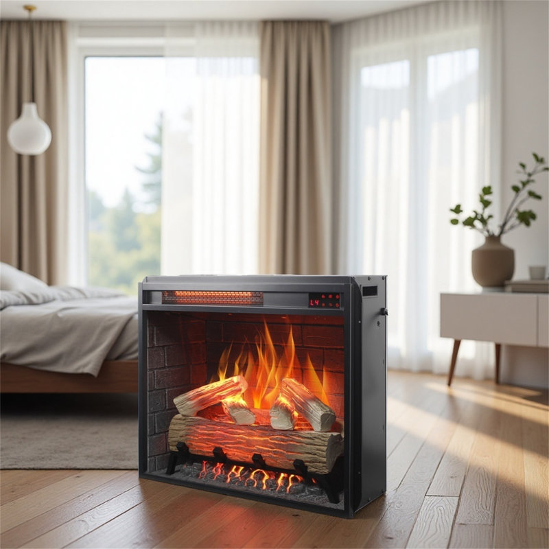 23-Inch Electric Fireplace With Realistic Flames And Overheat Protection