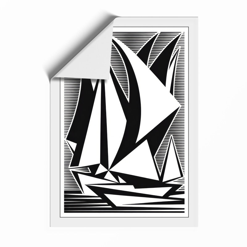 Sailing Vessel In Motion Geometric - Print, Unframed, A4 - 29.7 x 21.0 cm